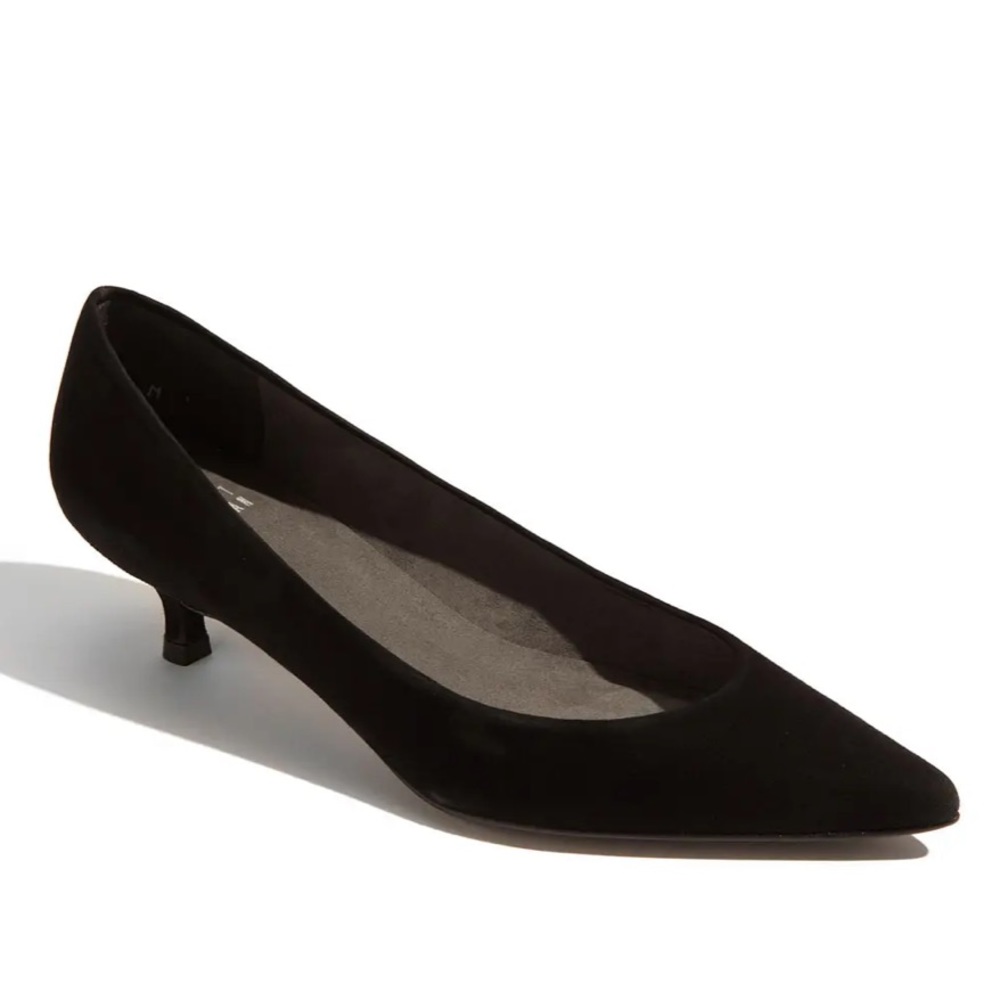 Stuart Weitzman Suede Kitten Heel Pump Black 8.5